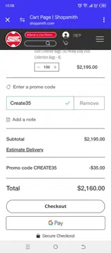 Create35 coupon verification screenshot