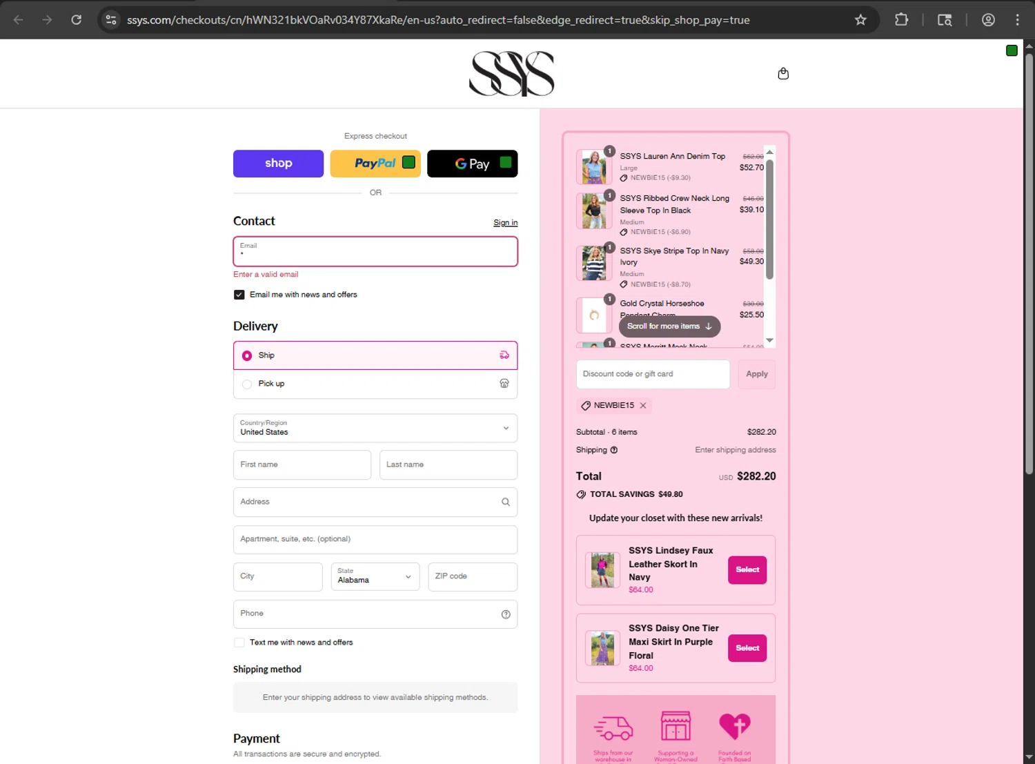 Shop Style Your Senses coupon code screenshot showing code NEWBIE15 applied at Shop Style Your Senses checkout page. Uploaded by SimplyCodes community member megagei on Sep 16, 2025