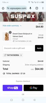 Taytaysierra coupon verification screenshot