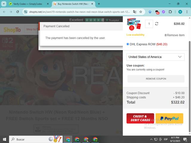 ShopTo checkout page showing ShopTo discount code box | Screenshot taken by SimplyCodes community member on Jun 12, 2025