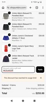 Shop Umbro coupon verification screenshot