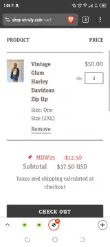 MDW25 coupon verification screenshot