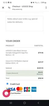 UOOCE coupon verification screenshot