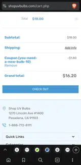 you-need-a-new-bulb-10 coupon verification screenshot