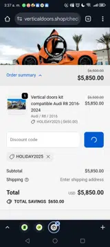 SHOP VERTICAL DOORS coupon verification screenshot