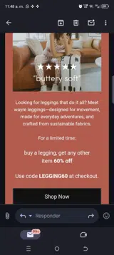 LEGGING60 coupon verification screenshot