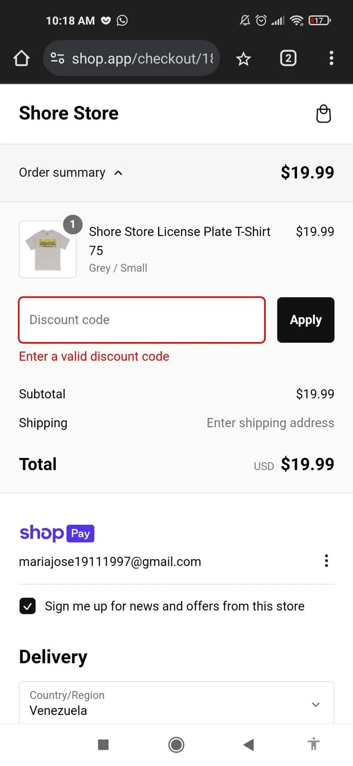 Shore Store coupon code screenshot showing code ss30 applied at Shore Store checkout page. Uploaded by SimplyCodes community member Mujerdejunnior on Dec 27, 2024