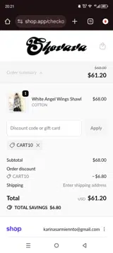 CART10 coupon verification screenshot