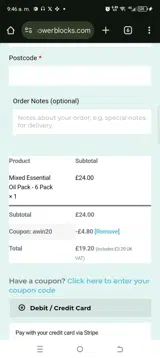 Shower Blocks coupon verification screenshot