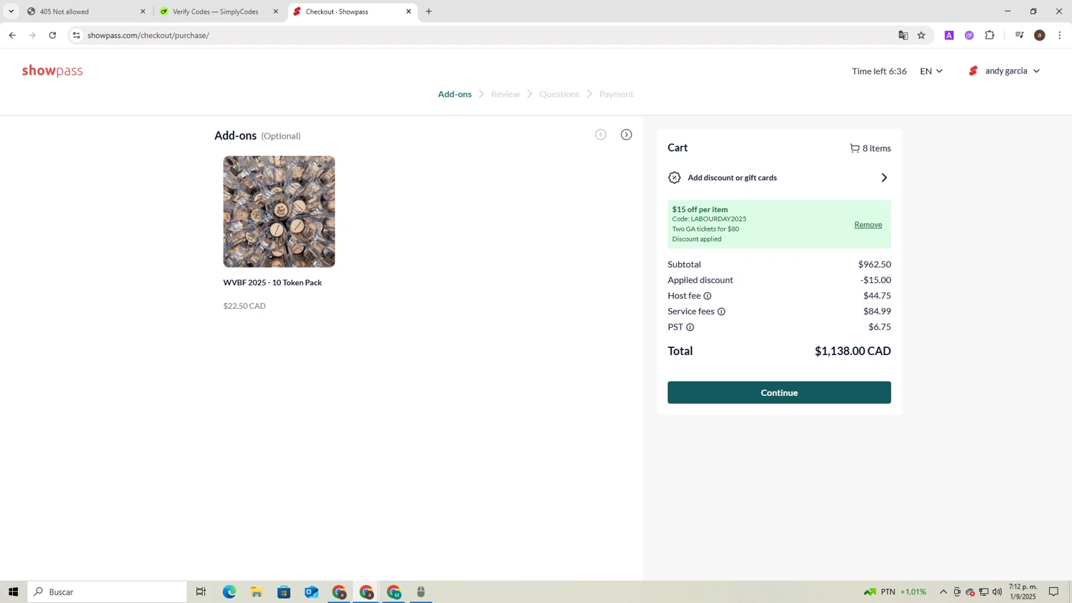 Show Pass checkout page showing Show Pass promo code box | Screenshot taken by SimplyCodes community member on Sep 1, 2025