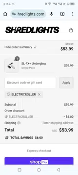 Shredlights coupon verification screenshot