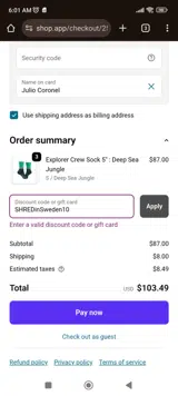 Shredly coupon verification screenshot
