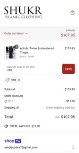 H10 coupon verification screenshot