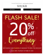 FLASH20 coupon verification screenshot