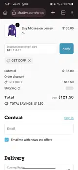 Shutt Velo Rapide coupon verification screenshot