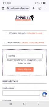 BOKA10 coupon verification screenshot