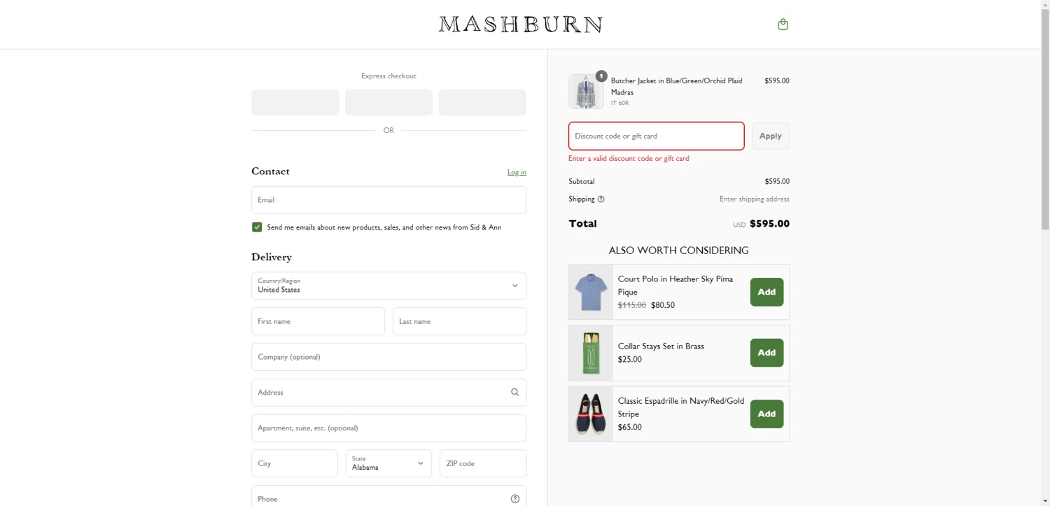 Sid & Ann Mashburn promo code screenshot showing code SHOP30%OFF applied at Sid & Ann Mashburn checkout page. Uploaded by SimplyCodes community member DiscountWarden480 on Jun 30, 2025