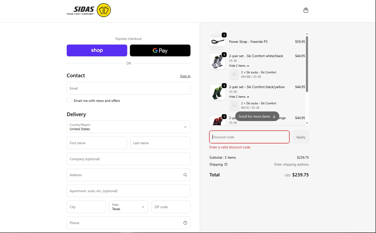 Sidas discount code screenshot showing code 20SYBLO applied at Sidas checkout page. Uploaded by SimplyCodes community member RamonAlexander on Dec 29, 2025