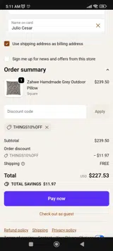 Sideboards and Things coupon verification screenshot