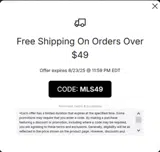 MLS49 coupon verification screenshot