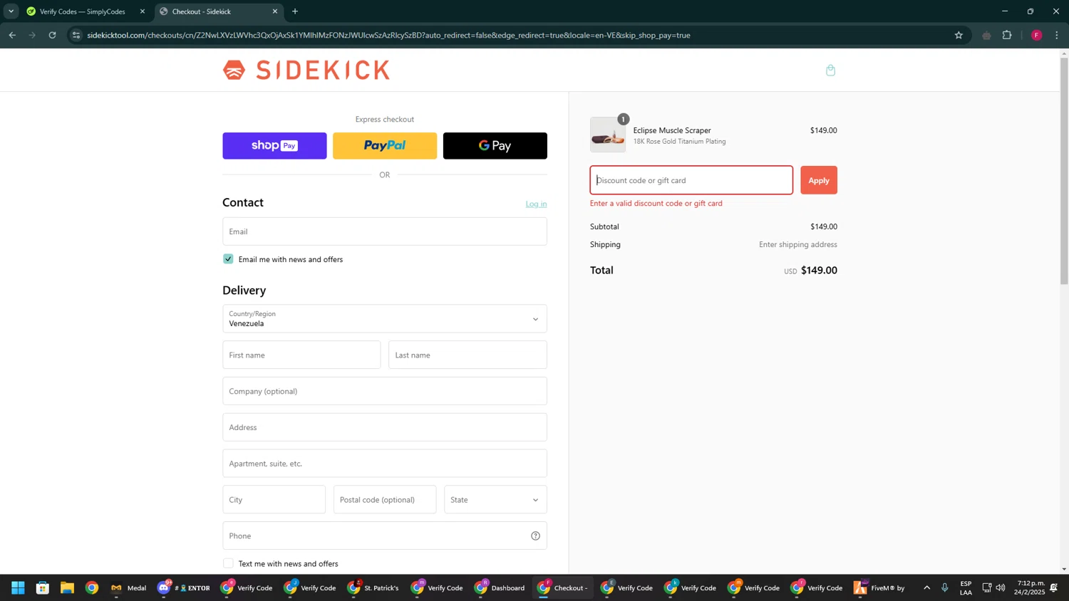 Sidekick promo code screenshot showing code COMEBACK10 applied at Sidekick checkout page. Uploaded by SimplyCodes community member ExtraordinaryVirtuoso281 on Feb 24, 2025