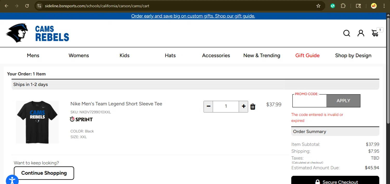 Sideline Store promo code screenshot showing code FLASH20 applied at Sideline Store checkout page. Uploaded by SimplyCodes community member giselmarstephanny on Nov 7, 2025