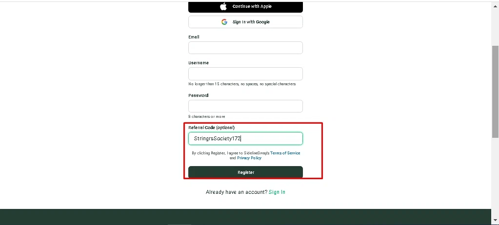 Sideline Swap checkout page showing Sideline Swap coupon code box | Screenshot taken by SimplyCodes community member on Apr 26, 2022
