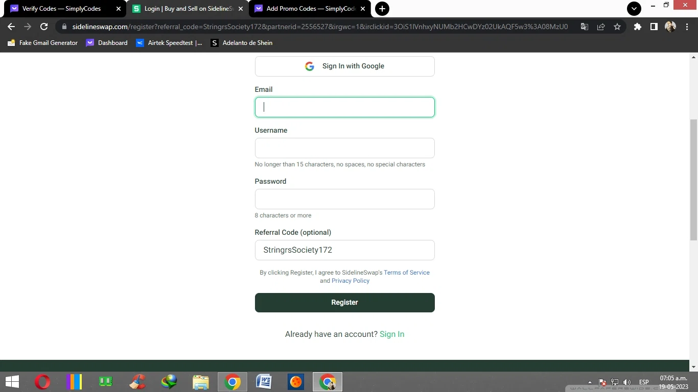 Sideline Swap checkout page showing Sideline Swap coupon code box | Screenshot taken by SimplyCodes community member on May 19, 2023