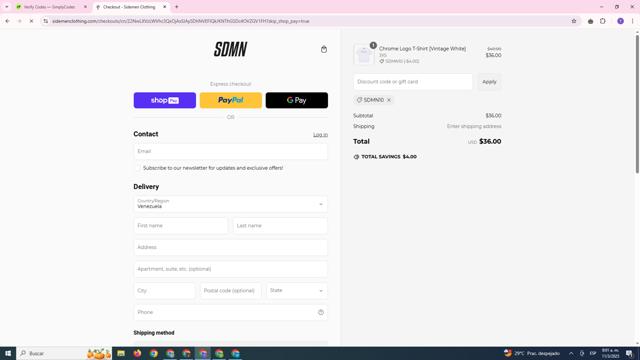 Sidemen Clothing checkout page showing Sidemen Clothing discount code box | Screenshot taken by SimplyCodes community member on Mar 11, 2025
