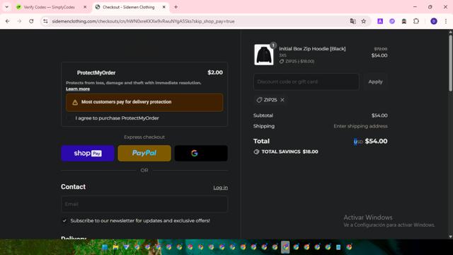 Sidemen Clothing checkout page showing Sidemen Clothing discount code box | Screenshot taken by SimplyCodes community member on Jul 23, 2025