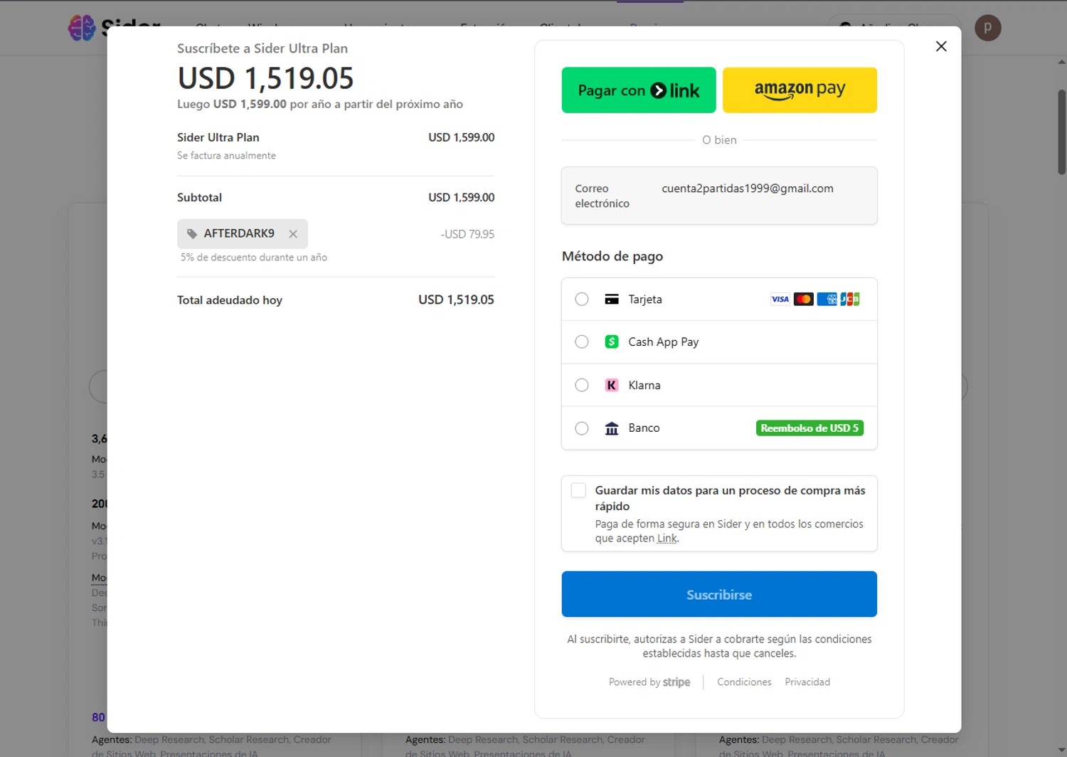 Sider AI checkout page showing Sider AI promo code box | Screenshot taken by SimplyCodes community member on Sep 26, 2025
