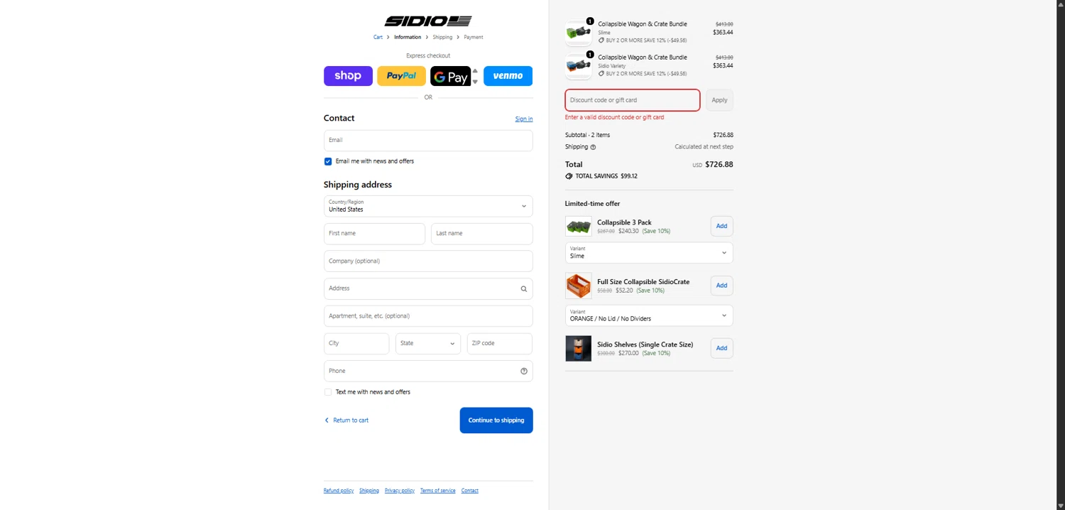 SidioCrate discount code screenshot showing code Labor applied at SidioCrate checkout page. Uploaded by SimplyCodes community member TokenFalcon7462 on Feb 8, 2026