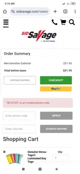 3E10725 coupon verification screenshot