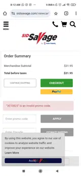 3E10825 coupon verification screenshot