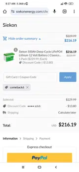 comeback6 coupon verification screenshot