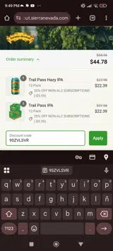 9SZVLSVR coupon verification screenshot