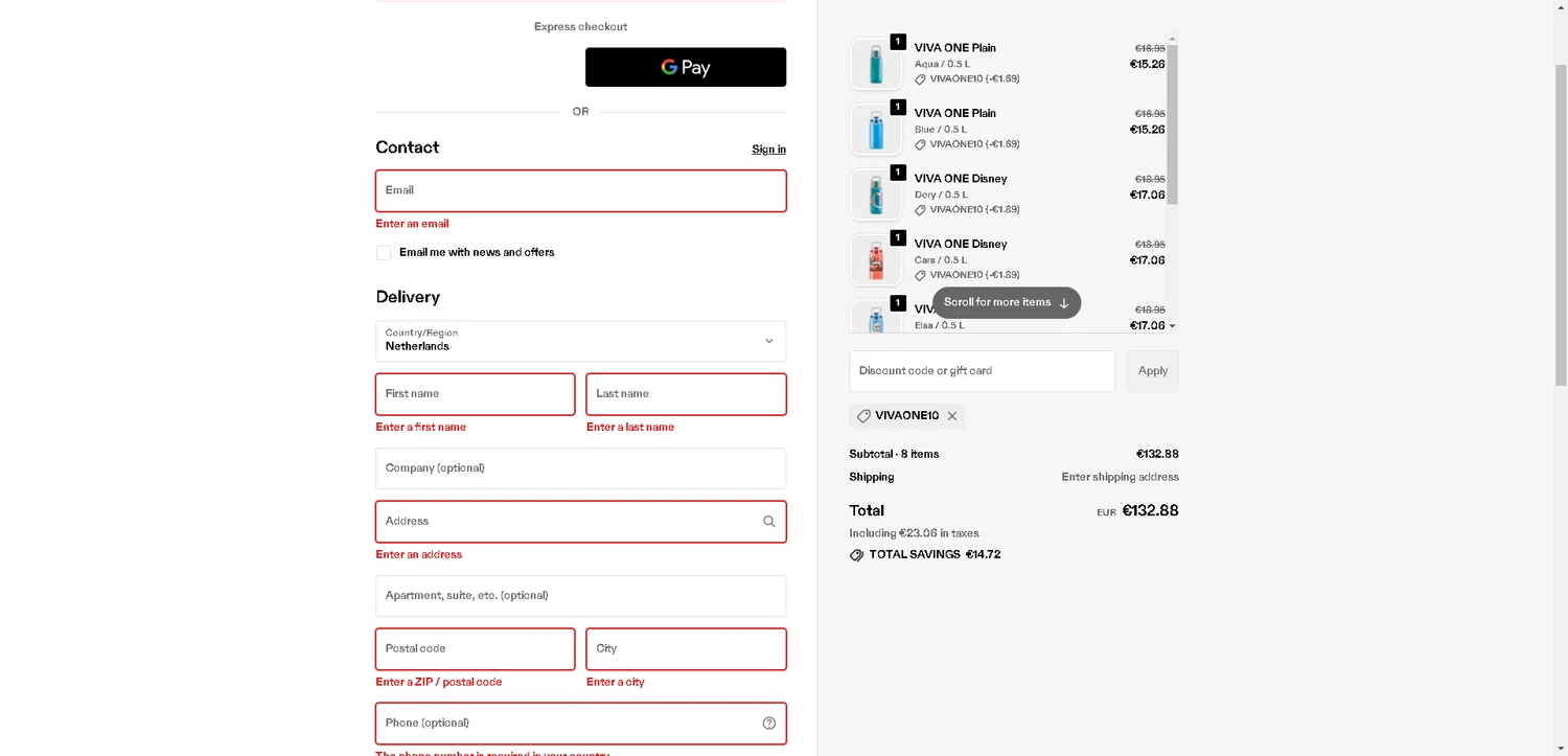 SIGG promo code screenshot showing code VIVAONE10 applied at SIGG checkout page. Uploaded by SimplyCodes community member VoucherHero1009 on Oct 17, 2025