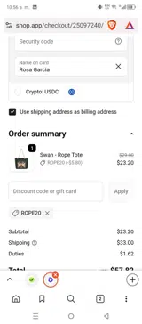 ROPE20 coupon verification screenshot