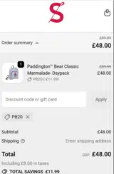 PB20 coupon verification screenshot