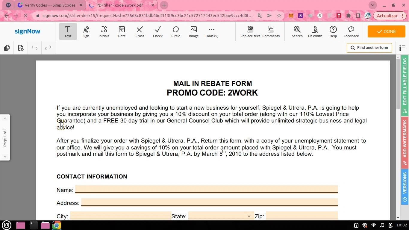 signNow checkout page showing signNow promo code box | Screenshot taken by SimplyCodes community member on Sep 12, 2022