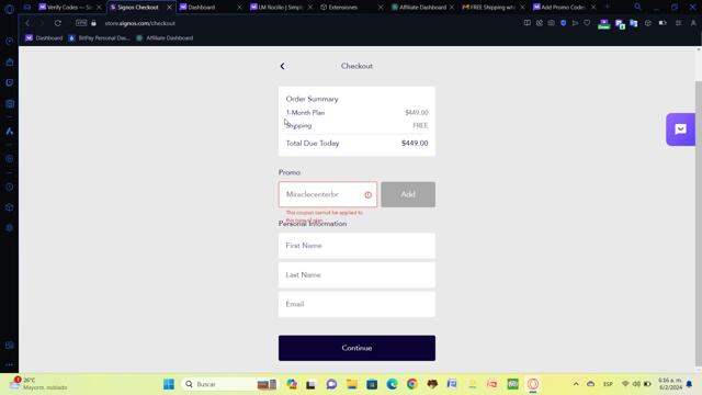 Signos checkout page showing Signos promo code box | Screenshot taken by SimplyCodes community member on Feb 6, 2024
