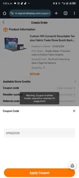 XMAS2025 coupon verification screenshot