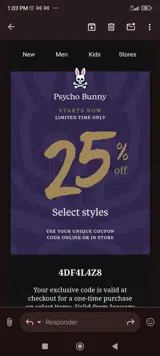 Extra10 coupon verification screenshot