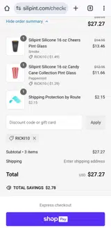 Ricki10 coupon verification screenshot