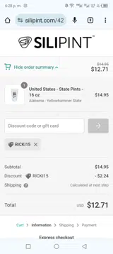 RICKI15 coupon verification screenshot