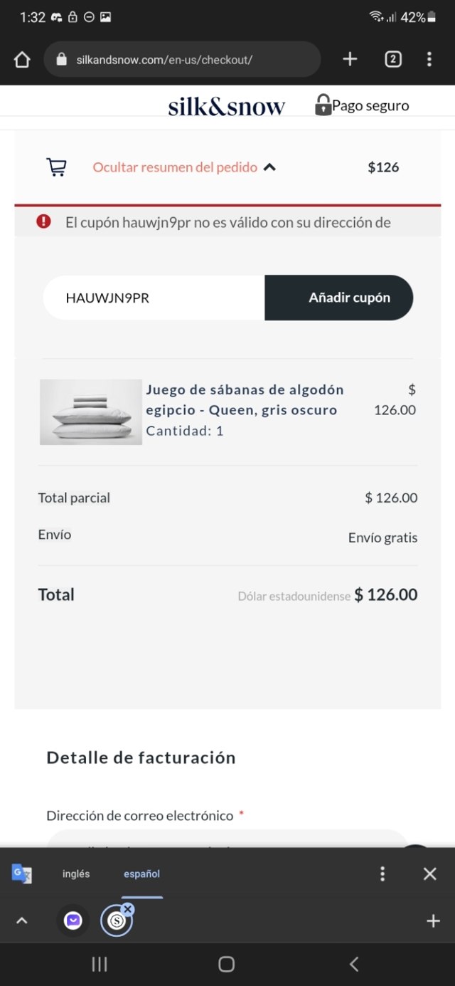 Silk and Snow checkout page showing Silk and Snow coupon code box | Screenshot taken by SimplyCodes community member on Mar 30, 2023