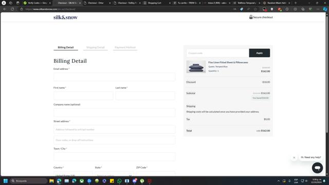 Silk and Snow checkout page showing Silk and Snow coupon code box | Screenshot taken by SimplyCodes community member on Oct 12, 2024