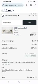 Silk and Snow coupon verification screenshot