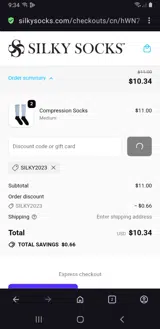 Silky Socks coupon verification screenshot