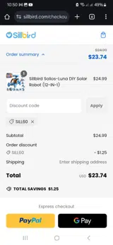 SILL60 coupon verification screenshot